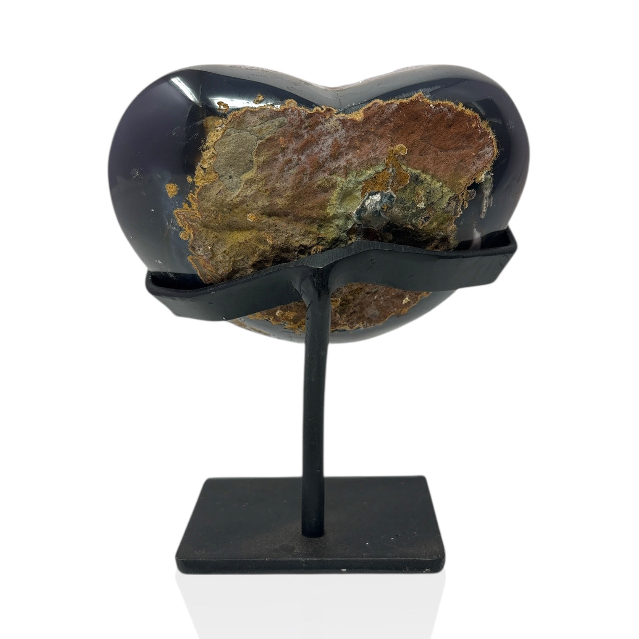 Amethyst Crystal Heart On Fitted Rectangle Stand