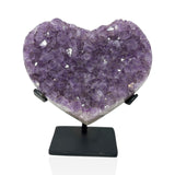Amethyst Crystal Heart On Fitted Rectangle Stand