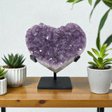 Amethyst Crystal Heart On Fitted Rectangle Stand