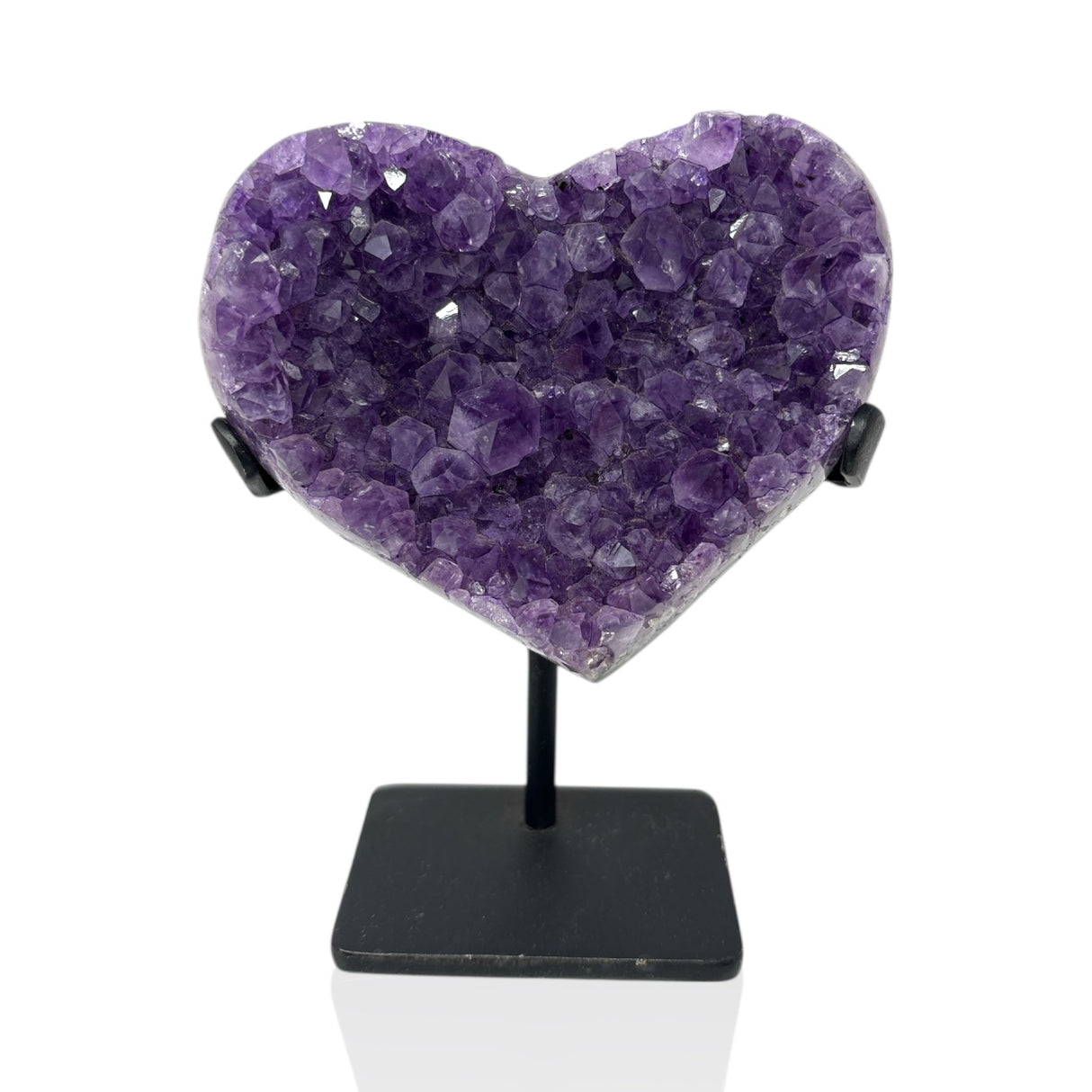 Amethyst Crystal Heart On Fitted Rectangle Stand