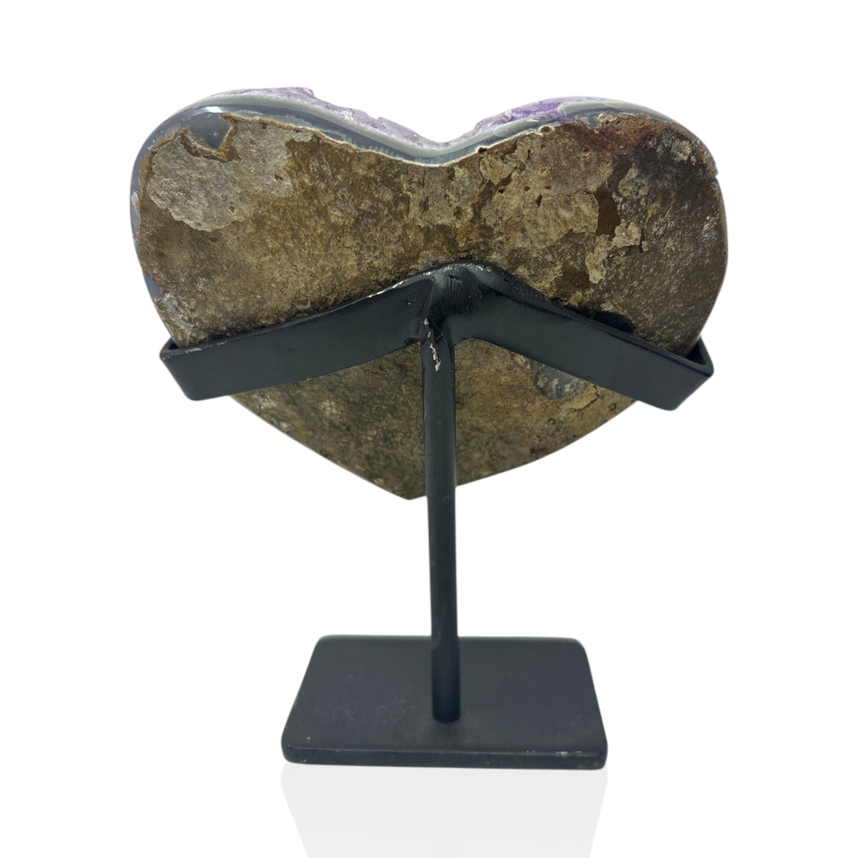 Amethyst Crystal Heart On Fitted Rectangle Stand