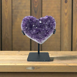 Amethyst Crystal Heart On Fitted Rectangle Stand