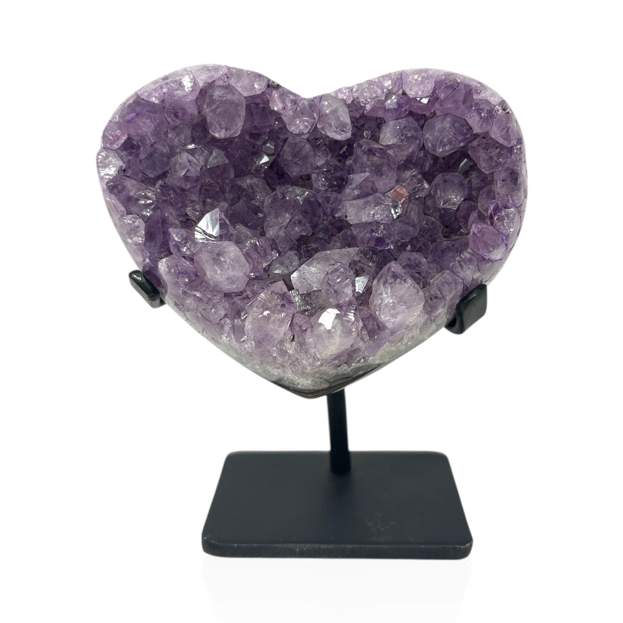 Amethyst Crystal Heart On Fitted Rectangle Stand
