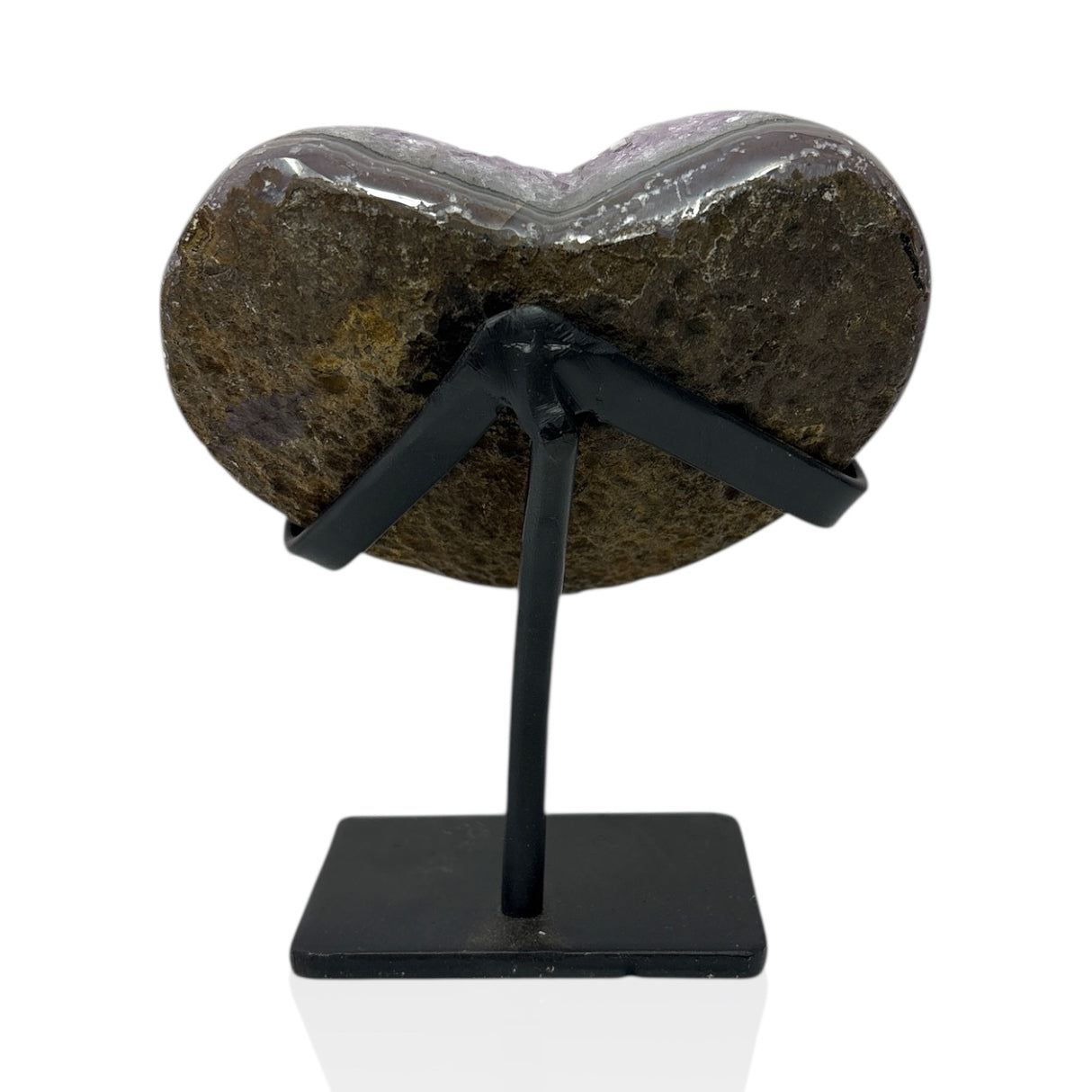 Amethyst Crystal Heart On Fitted Rectangle Stand