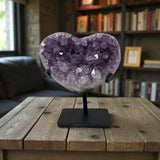 Amethyst Crystal Heart On Fitted Rectangle Stand