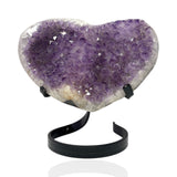 Amethyst Crystal Heart On Spiral Custom Stand - Flat Plaque with Ridge