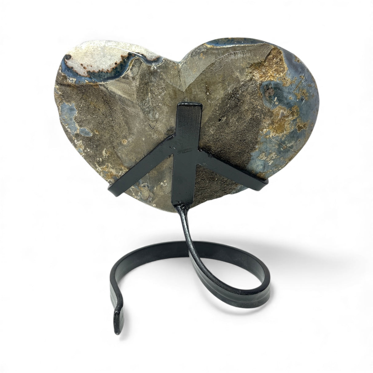 Amethyst Crystal Heart On Spiral Custom Stand - Flat Plaque with Ridge