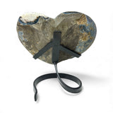 Amethyst Crystal Heart On Spiral Custom Stand - Flat Plaque with Ridge