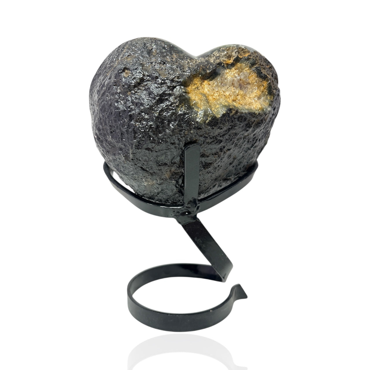 Amethyst Crystal Heart On Spiral Custom Stand with Deep Geode Expression