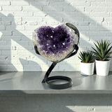 Amethyst Crystal Heart On Spiral Custom Stand with Deep Geode Expression