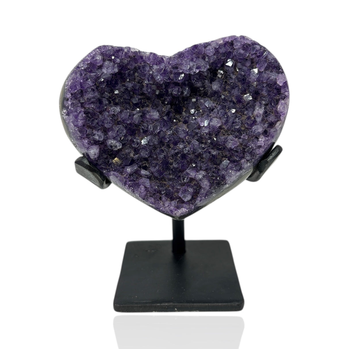 Amethyst Druze Heart On Fitted Stand with Deep Purple Color