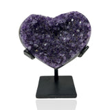 Amethyst Druze Heart On Fitted Stand with Deep Purple Color