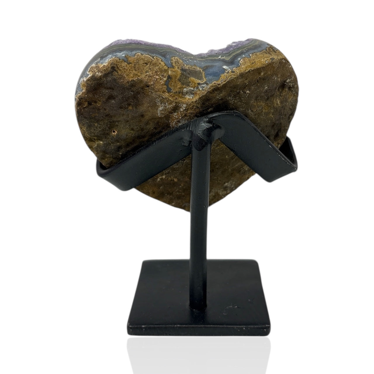 Amethyst Druze Heart On Fitted Stand with Deep Purple Color