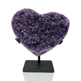 Amethyst Druze Heart On Fitted Stand with Deep Purple Color