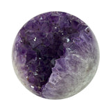 Amethyst Crystal Sphere with Tapered Crevasse & Deep Color with Mini Calcite Crystal Inclusions on Lucite Ring Stand