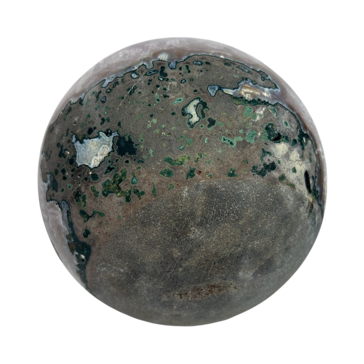 Amethyst Crystal Sphere with Glistening Sheen & Large Crystal Feature on Lucite Ring Stand