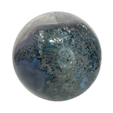 Amethyst Crystal Sphere with Calcite Crystals Inclusions on Lucite Ring Stand