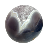 Amethyst Crystal Sphere with Natural Frosty Layer Coat on Lucite Ring Stand