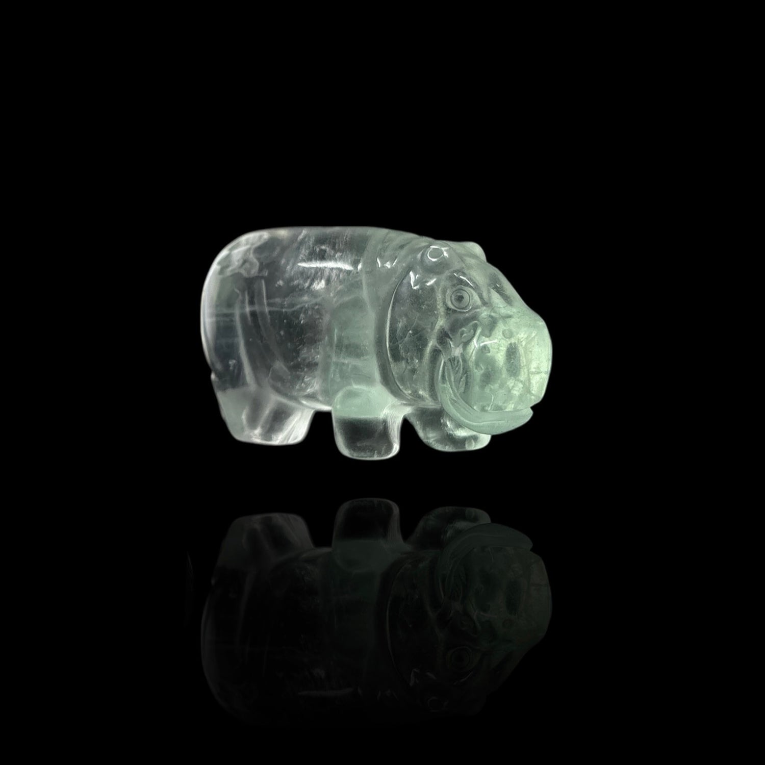 Green Fluorite Hippopotamus Carving