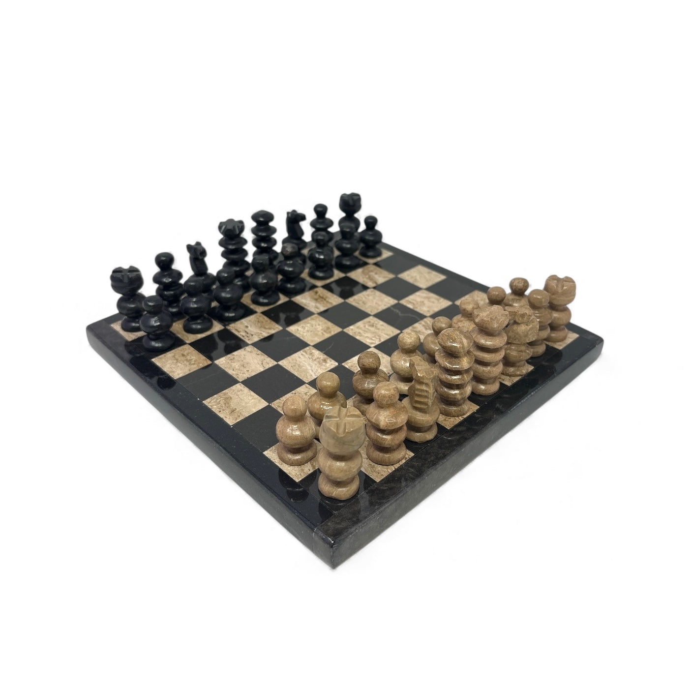 Hand Carved Mexican Onyx Stone Chess Set - Small 7.5"