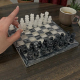 Hand Carved Mexican Onyx Stone Chess Set - Small 7.5"
