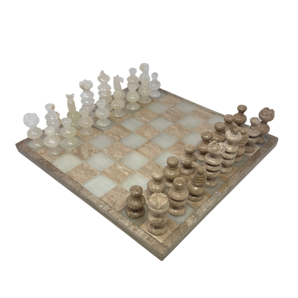 Hand Carved Mexican Onyx Stone Chess Set - Medium 10.5"