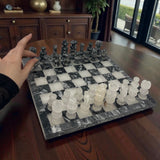 Hand Carved Mexican Onyx Stone Chess Set - Medium 10.5"