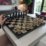 Hand Carved Mexican Onyx Stone Chess Set - Large 14"