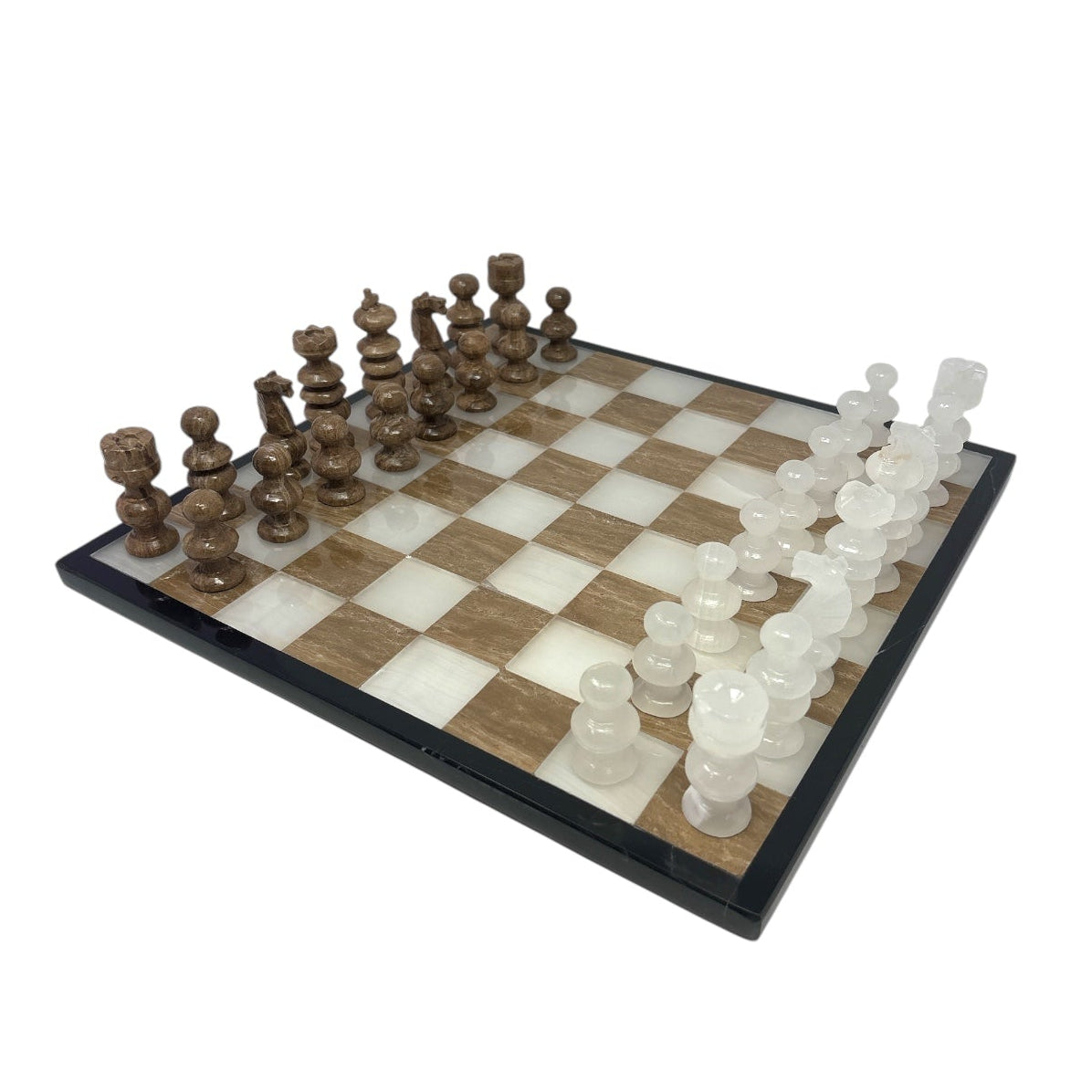 Hand Carved Mexican Onyx Stone Chess Set - Large 14"