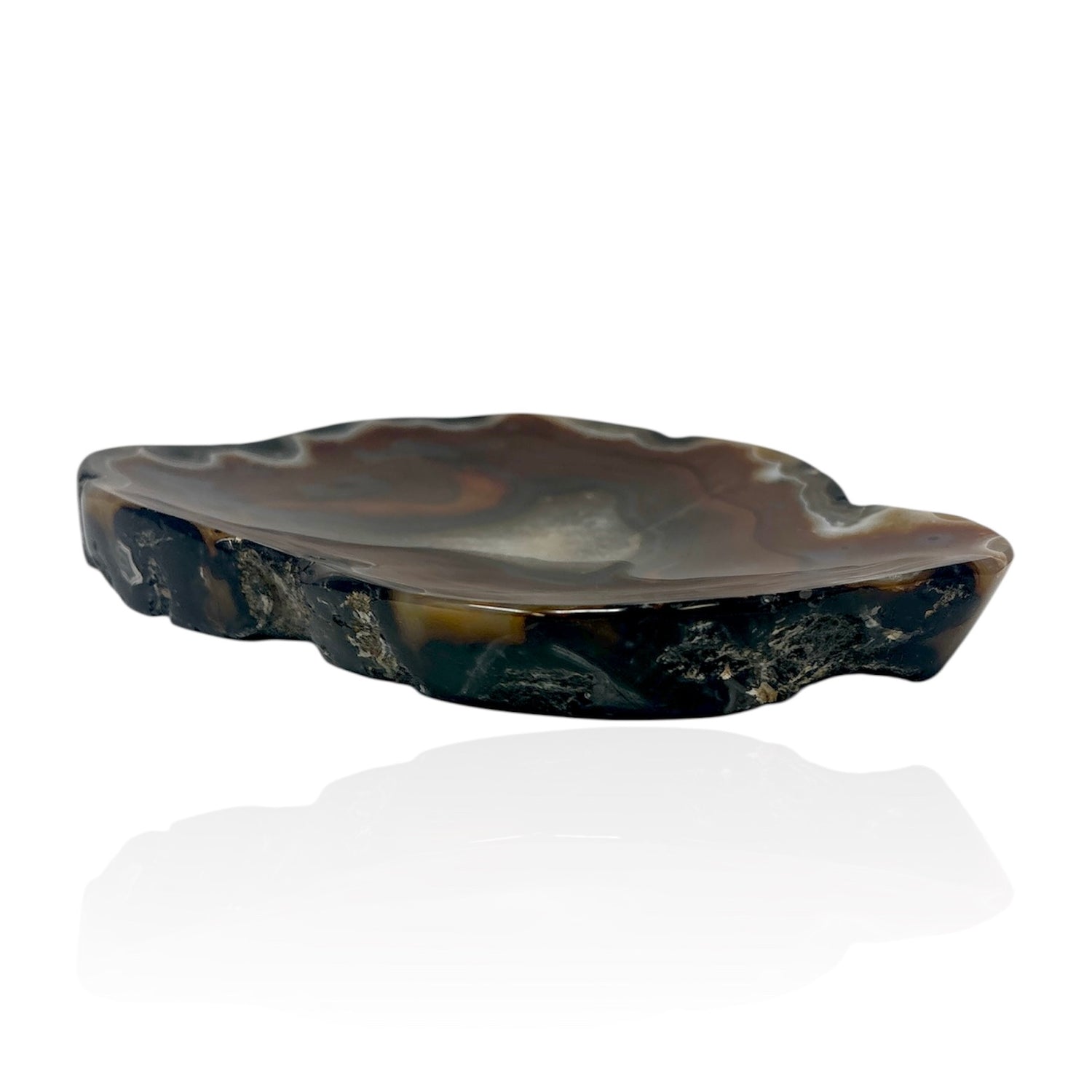 Carnelian Agate Dish with Fortified Quarz Center and Unique Shape