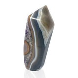 Amethyst Crystal Point with Deep Color & Banded Blue & White Agate