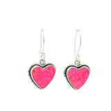Balloon Fire Opal Dangle Earrings - Set in Designed Silver Bezel