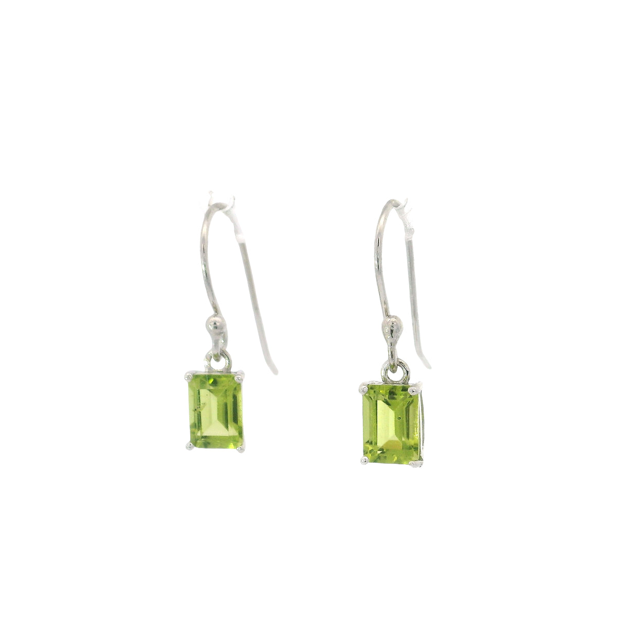 Faceted Peridot Prong Set Dangle Earrings