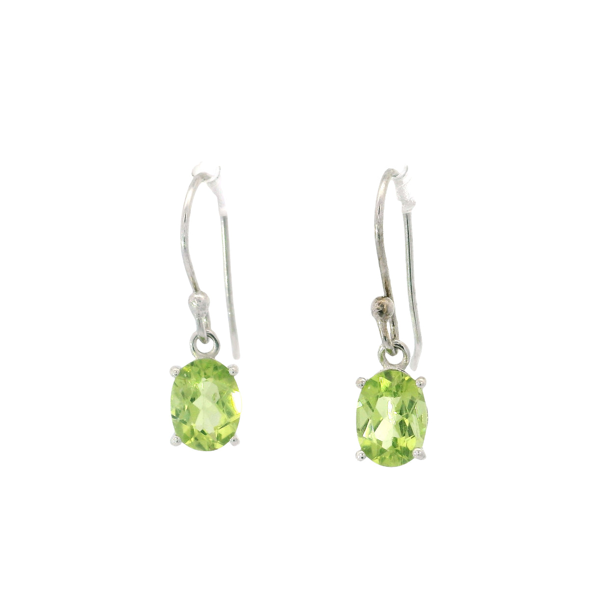 Faceted Peridot Prong Set Dangle Earrings