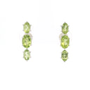Clous d'oreilles en labradorite - 3 ovales à facettes sertis de griffes en argent sterling 925