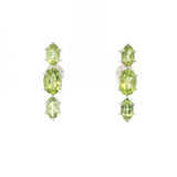 Clous d'oreilles en labradorite - 3 ovales à facettes sertis de griffes en argent sterling 925