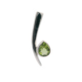Faceted Peridot Drop Pendant with Silver Swoop & Included Bail in 925 Sterling Silver