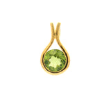 Faceted Peridot Round Pendant in U-Setting with Included Bail and Gold Overlay in 925 Sterling Silver