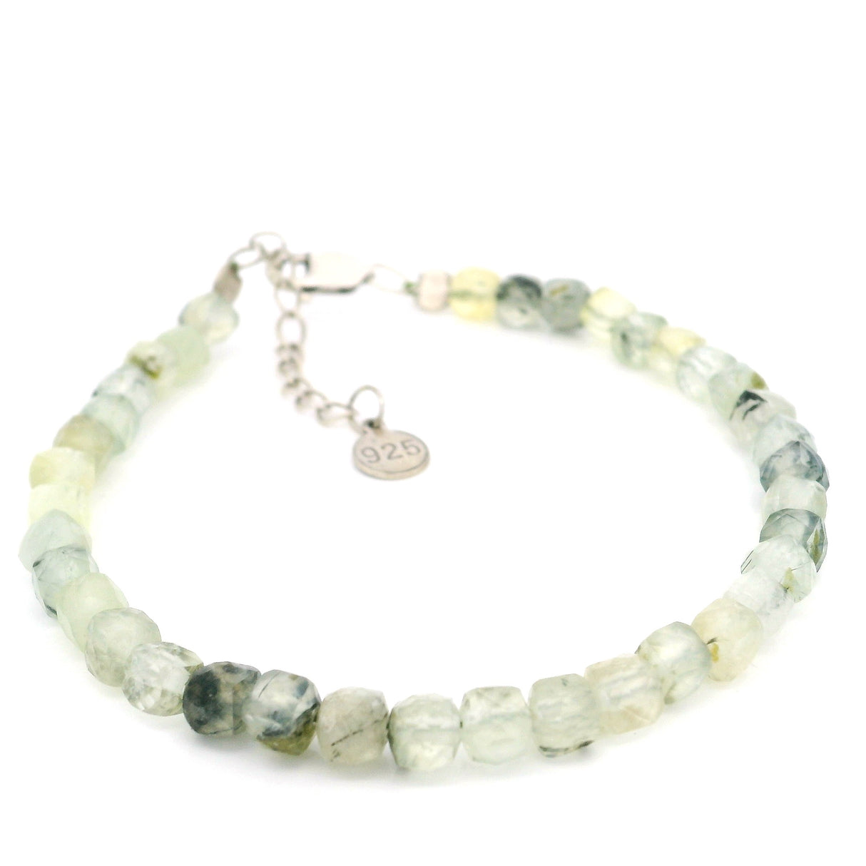 Bracelet à perles à facettes avec fermoir mousqueton et chaînette d'extension en argent sterling