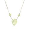 Prehnite Reverse Pear Necklace with Faceted Peridot Rondells on Box Chain with Stops at 15" thru 19"