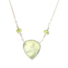 Prehnite Reverse Pear Necklace with Faceted Peridot Rondells on Box Chain with Stops at 15" thru 19"