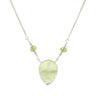 Prehnite Reverse Pear Necklace with Faceted Peridot Rondells on Box Chain with Stops at 15" thru 19"