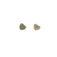 Pyrite mini heart stud earrings, golden metallic heart-shaped stones in silver bezel settings