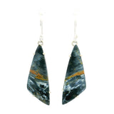 Pietersite Cabochon Dangle Earrings - Prong Set