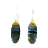 Pietersite Cabochon Dangle Earrings - Prong Set