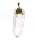 Quartz Crystal Point Pendant with Plated Gold Cap