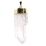 Quartz Crystal Point Pendant with Plated Gold Cap