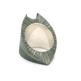 Quartz Rectangle Ring Slot Set in Oxidized 925 Sterling Silver Pointed Band - Channeling