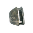 Quartz Rectangle Ring Slot Set in Oxidized 925 Sterling Silver Pointed Band - Channeling