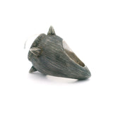 Star Garden Quartz Dome Cabochon Ring Bezel Set on Oxidized 925 Sterling Silver Capsule Band with 4 Spikes - 4 Directions